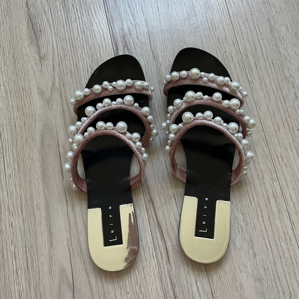 Leith Strappy Sandals with Pearls